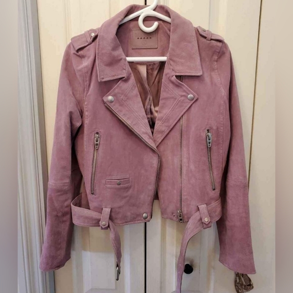 BLANKNYC suede moto jacket in 'lilac' - Picture 2 of 6